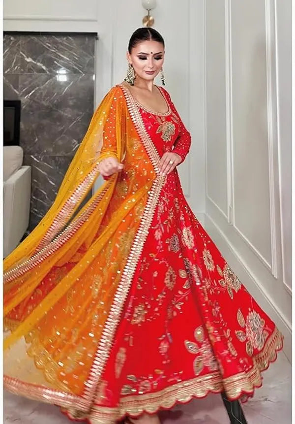 Elegant Bollywood Anarkali Gown: Designer Indian Party Wear Salwar Kameez Dress