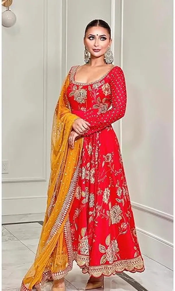 Elegant Bollywood Anarkali Gown: Designer Indian Party Wear Salwar Kameez Dress