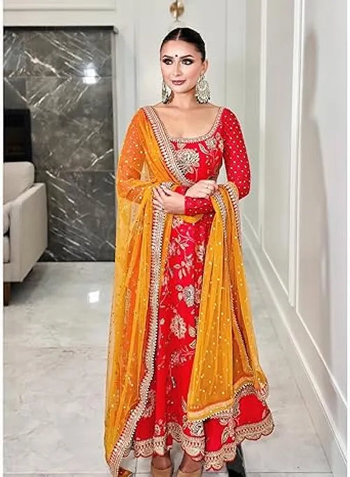 Elegant Bollywood Anarkali Gown: Designer Indian Party Wear Salwar Kameez Dress
