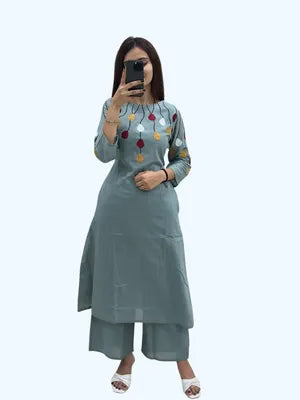 Women's Cotton Kurti Cord Set: Indian Bollywood Designer Ethnic Kurta Pant