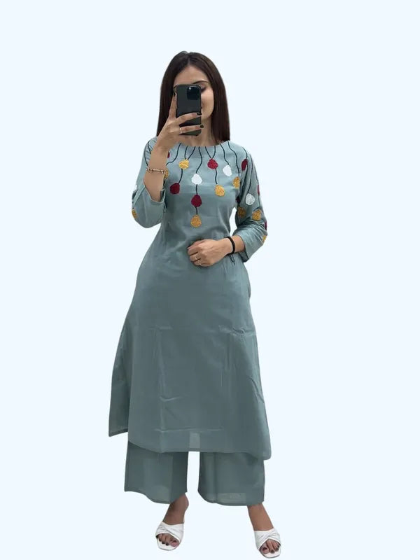 Elegant Cotton Kurti Cord Set, Indian Designer Ethnic Kurta Pant Outfit
