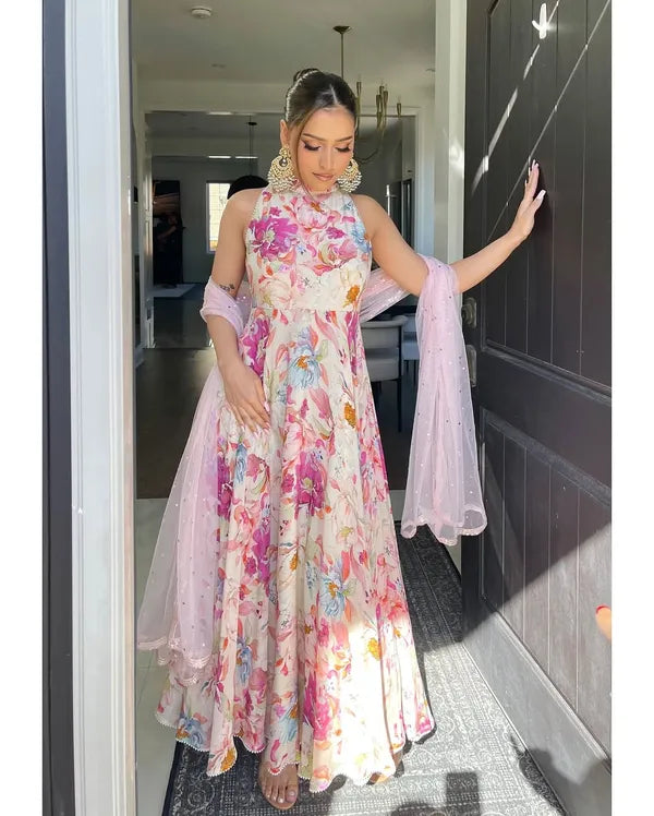 Elegant Pakistani Anarkali Gown Suit for Women - Party Wear Indian Dress