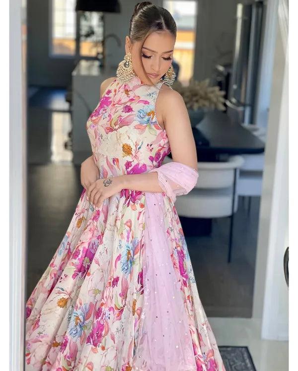 Elegant Pakistani Anarkali Gown Suit for Women - Party Wear Indian Dress