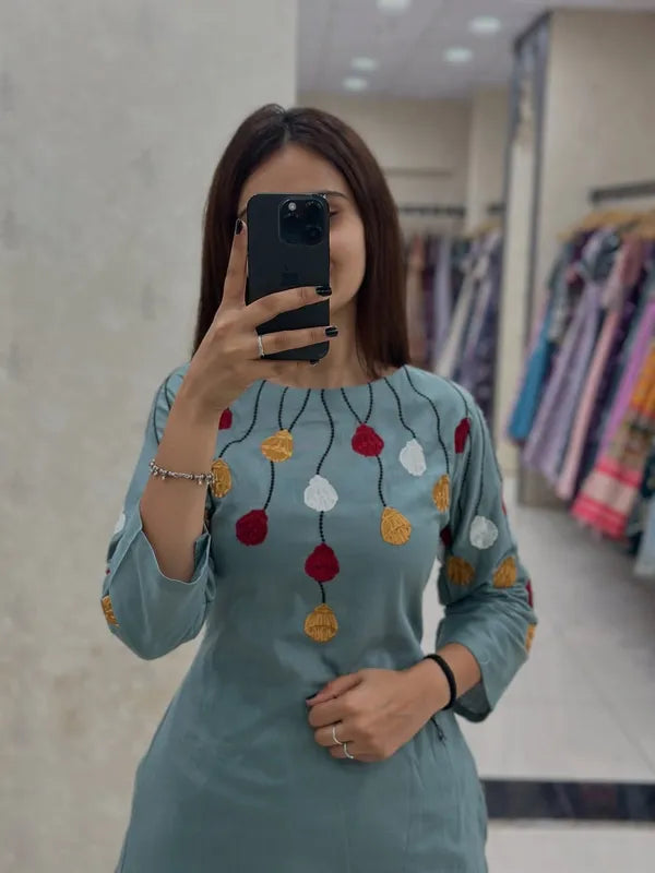 Elegant Cotton Kurti Cord Set, Indian Designer Ethnic Kurta Pant Outfit