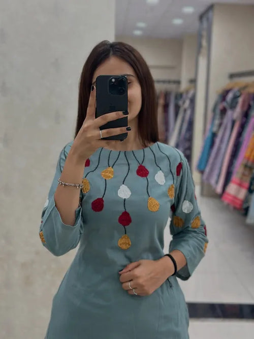Elegant Cotton Kurti Cord Set, Indian Designer Ethnic Kurta Pant Outfit