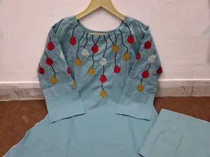 Women's Cotton Kurti Cord Set: Indian Bollywood Designer Ethnic Kurta Pant