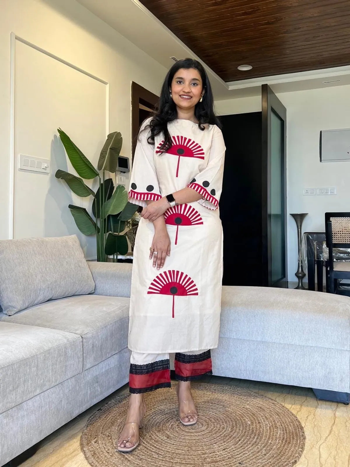 Premium White Cotton Flex Kurti Pant Set for Women: Elegant Daily Wear