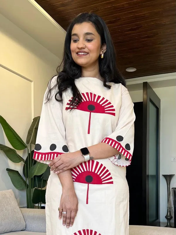 Premium White Cotton Flex Kurti Pant Set for Women: Elegant Daily Wear