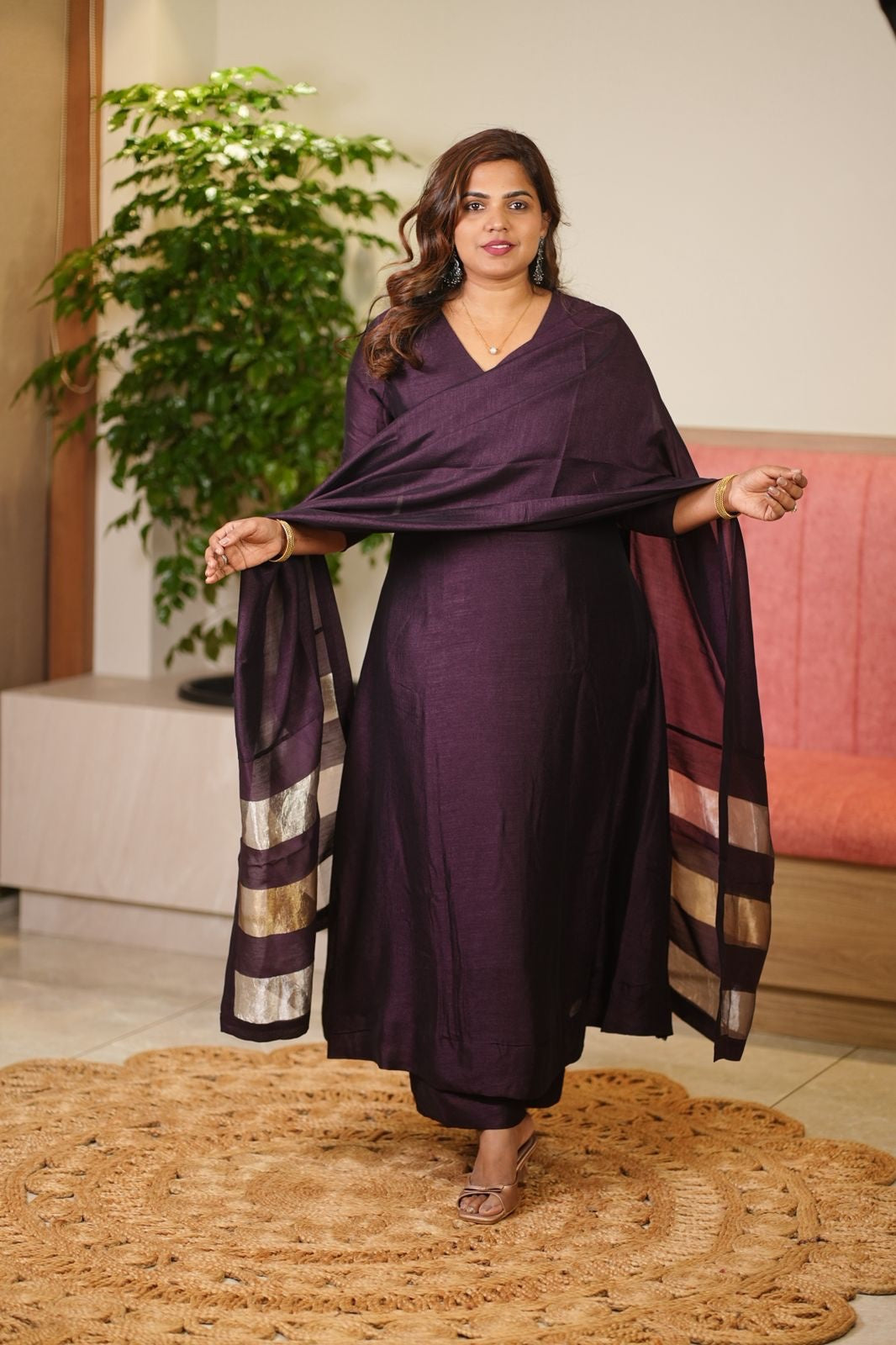 Elegant Embroidered Indian Ethnic Dress Set: Top, Bottom, Dupatta Ensemble